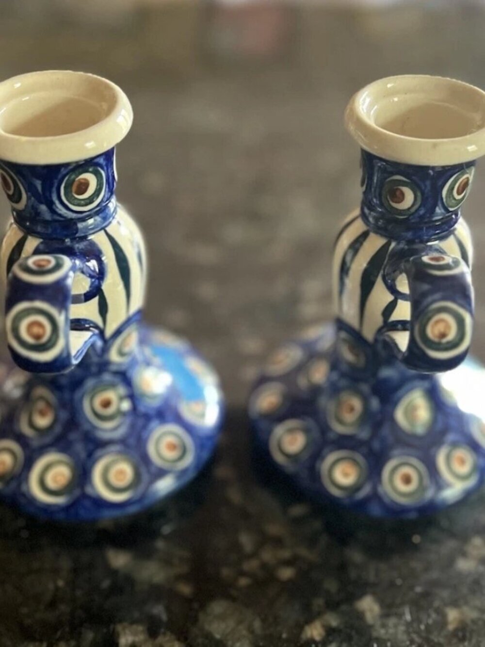 2x Polish Pottery Candlestick Holder Ceramika Artystyczna Boleslawiec - Picture 4 of 10